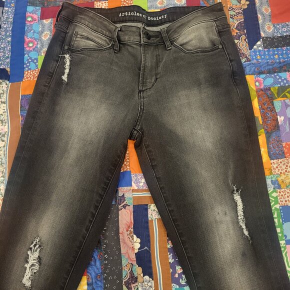 Articles of Society Distressed Black Jeans Sarah Skinny Jeans Size 28 - Picture 2 of 13